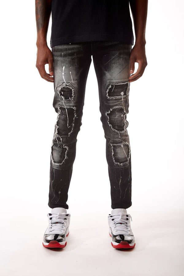 R3BEL Jeans Black/White Paint