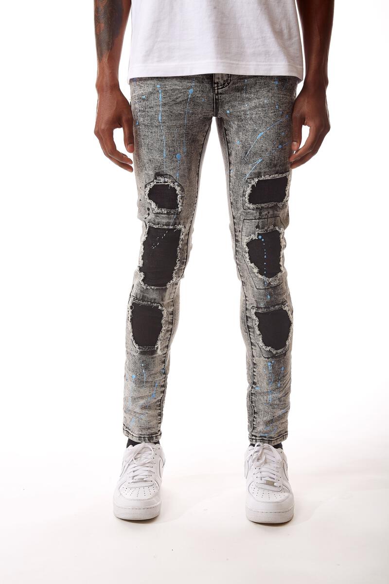 R3bel Jeans Grey/Light Blue Paint